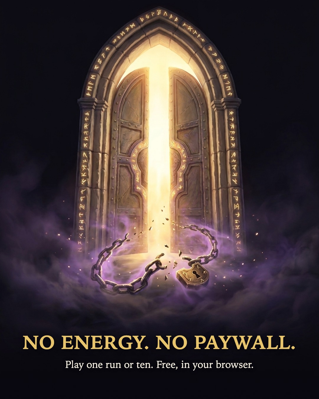 The honest ad: real game art with the headline text baked in