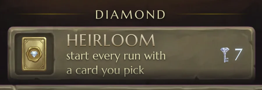 The Diamond divider on the Keyring shelf and the Heirloom row beneath it, priced at 7 Diamond Keys